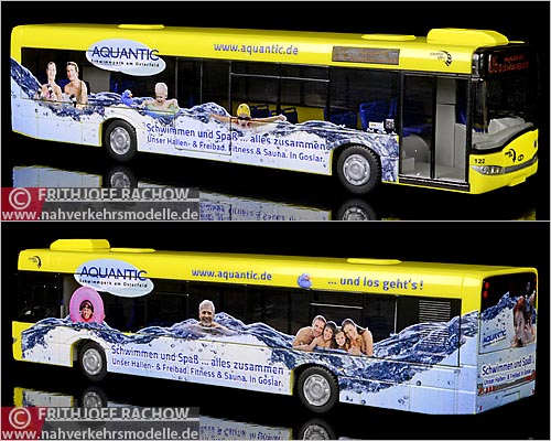 Rietze Busmodell Artikel 65953 Solaris U 12 Stadtwerke Goslar mit Werbung fr Aquantic