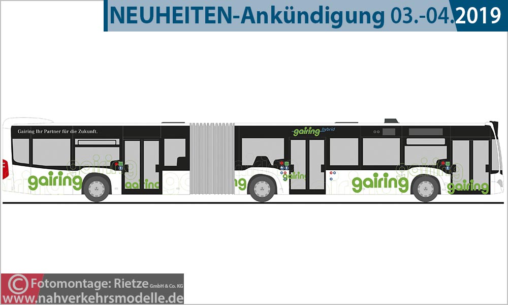 Rietze Busmodell Artikel 73639 Mercedes-Benz Citaro G 2015 Hybrid Gairing Omnibusverkehr Neu-Ulm