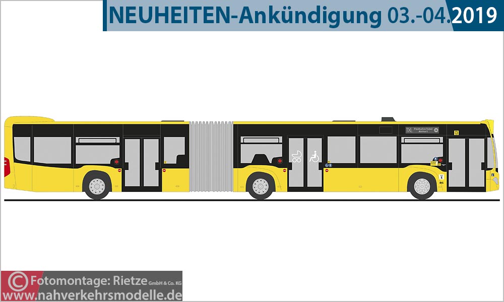 Rietze Busmodell Artikel 73643 Mercedes-Benz Citaro G 2015 Berliner Verkehrsbetriebe