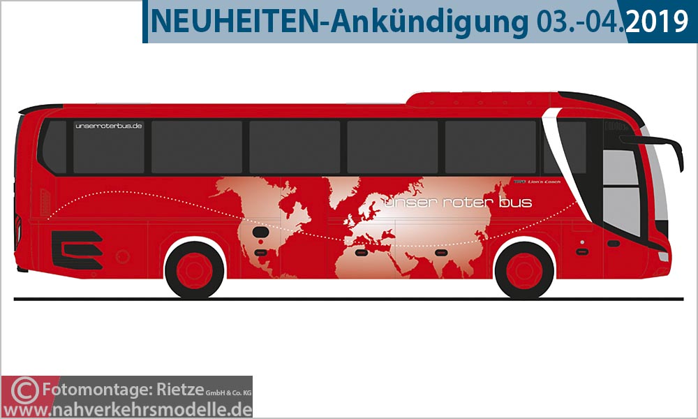 Rietze Busmodell Artikel 74821 M A N Lions Coach 2017 Unser Roter Bus Ueckermnde