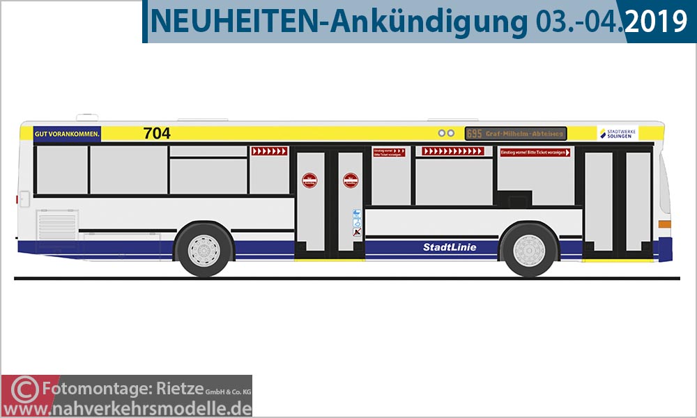 Rietze Busmodell Artikel 75208 Mercedes-Benz O 405 N 2 Stadtwerke Solingen