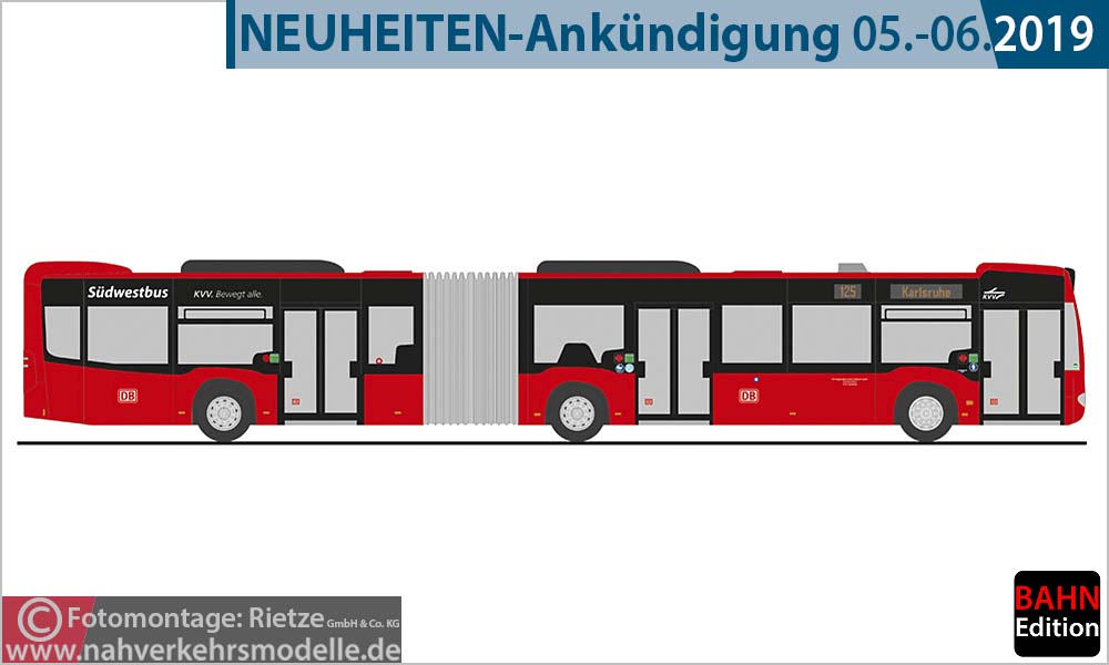 Rietze Busmodell Artikel 69572 Mercedes-Benz Citaro G 2012 Sdwestbus Regionalbusverkehr Sdwest