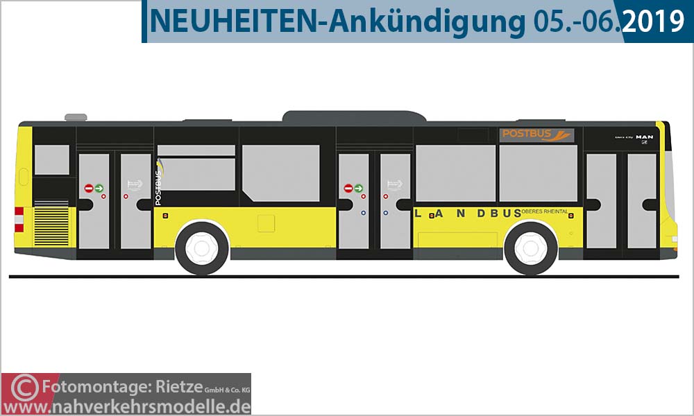 Rietze Busmodell Artikel 72736 M A N Lions City Landbus Oberes Rheintal