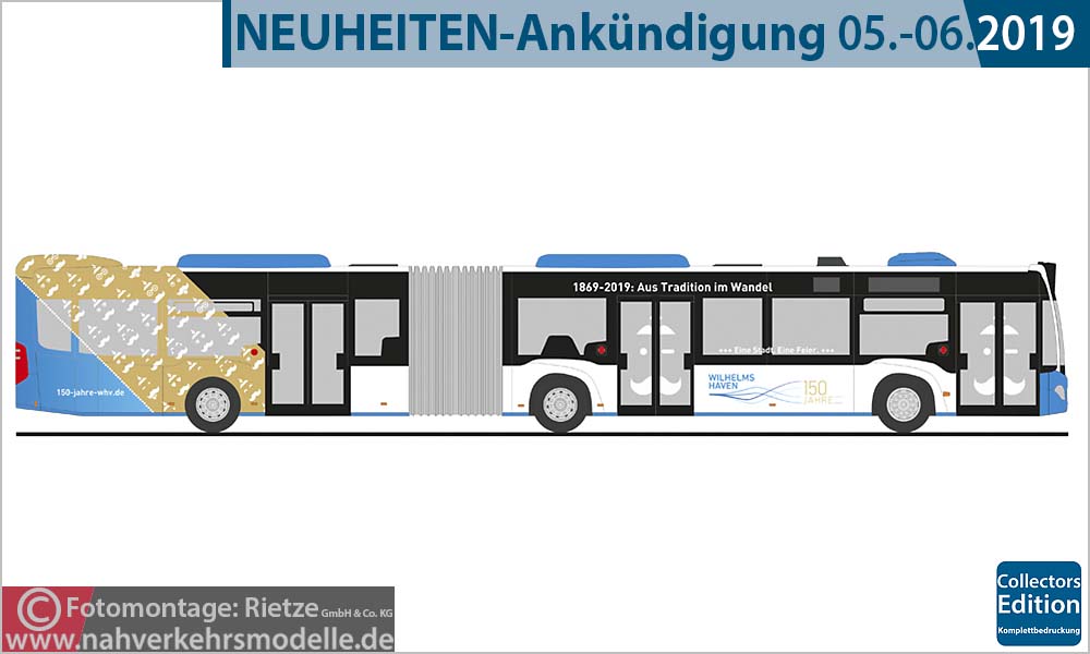Rietze Busmodell Artikel 73651 Mercedes-Benz Citaro G 2015 Stadtwerke Wilhelmshaven