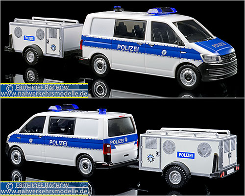 Herpa V K Modelle Diensthundefhrerkraftwagen mit Hundetransportanhnger Volkswagen T 6 Bundespolizei